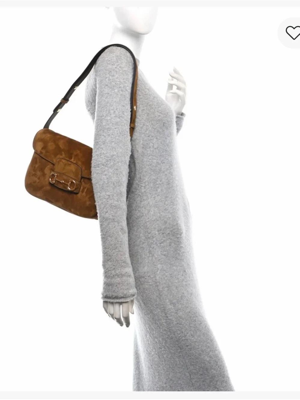 Gucci Brown Suede Horsebit 1955 Aura Shoulder Bag with Gold Hardware